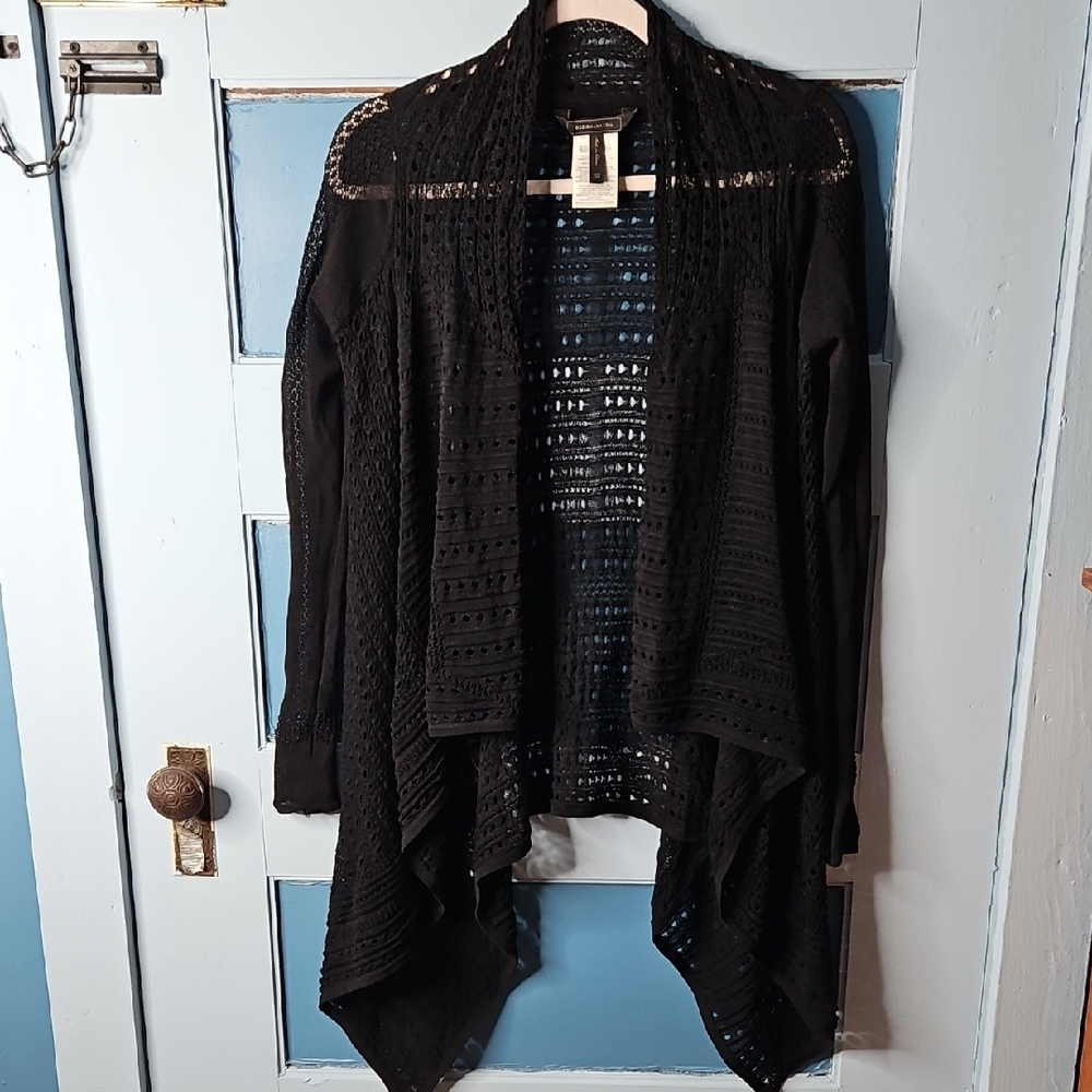 BCBGMaxAzria Black Crochet Style Sweater Cadigan XXS